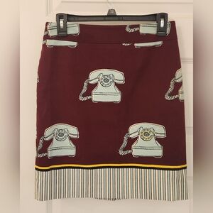 Maeve Anthro Telephone Pencil Skirt Retro Red Blue Size 4P #P327